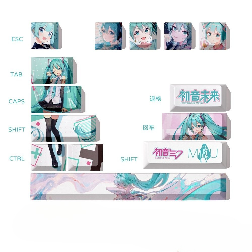 Keycap Artisan Anime - Teclas Hatsune Miku, Teclas de Teclado