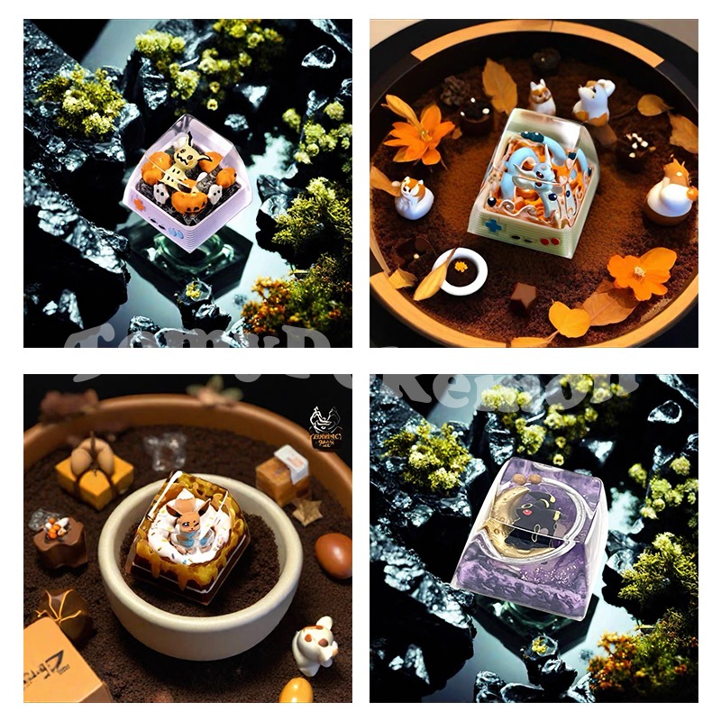 Keycap Artisan Anime - Pokemon keycaps mewtwo umbreon eixo transversal