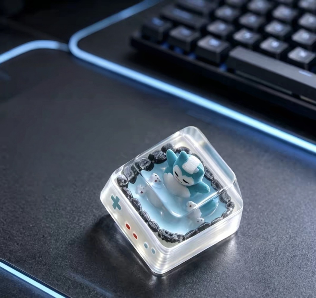 Keycap Artisan Anime - Tecla Pokémon Snorlax em Resina Translúcida,