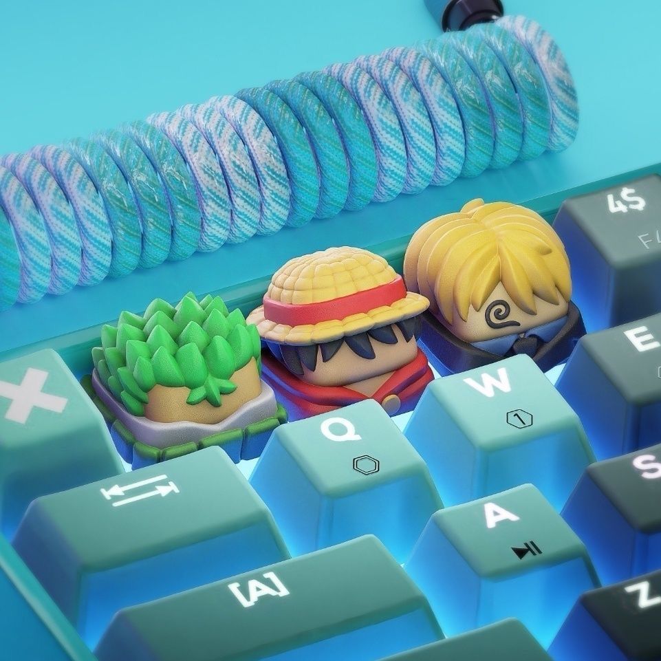 Keycap Artisan Anime - Novos Keycaps Kawaii ONE PIECE Luffy